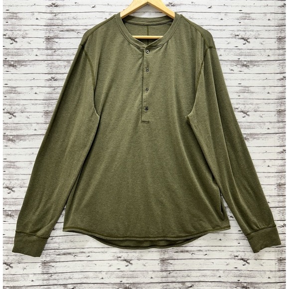 Lemon Other - Lululemon Henley Shirt Men's XL Military Green Performance Active Stretch READ